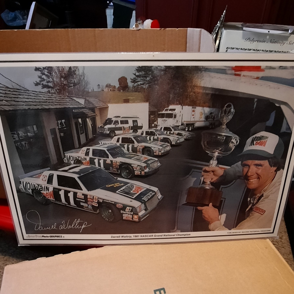 Vintage NASCAR Darrell Waltrip Laminated Photo Placemat